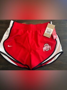 Nike Red Ohio State Women's Athletic Shorts with White & Black Trim